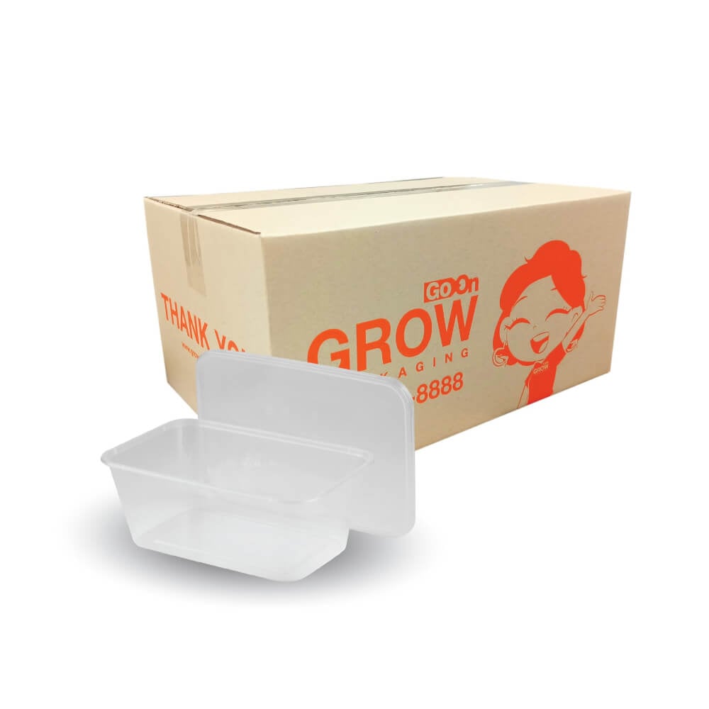 กล่องพลาสติกใส่อาหาร GROW PACK สีใส 750 มล. ขนาด 10.8X16X5.4 CM. (300ชุด/ลัง)_0